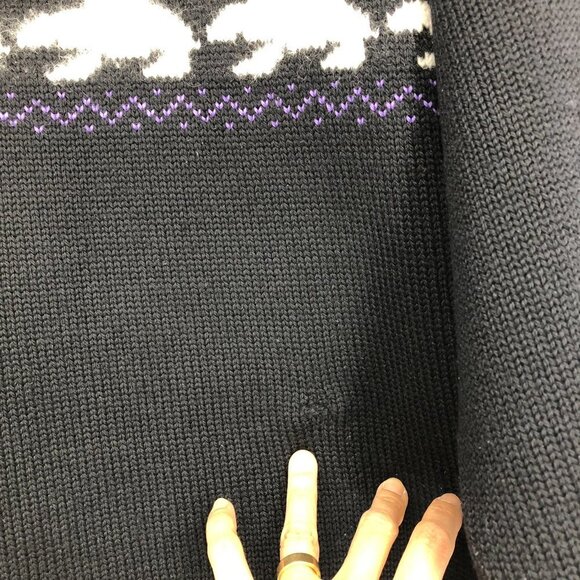 Cappello Black ugly / grandma christmas sweater w/snowflakes &  polar bears M - Picture 11 of 14